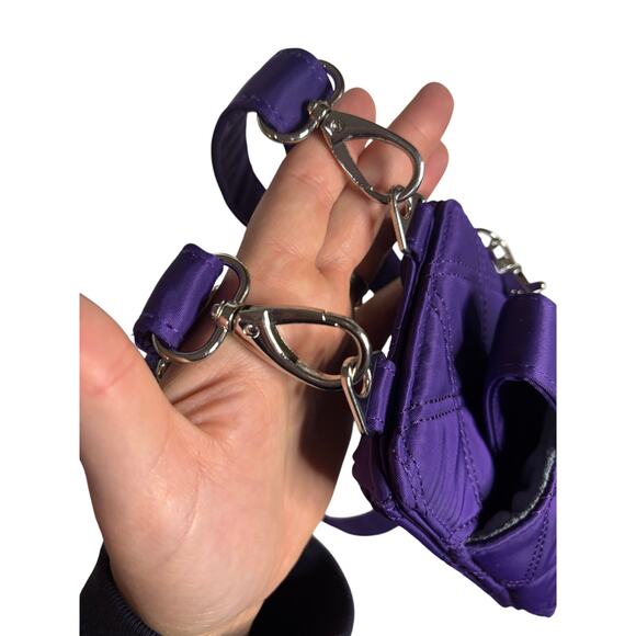 HKWP Purple Quilted Phone Wallet Crossbody Bag RFID Slots Detachable Strap - Picture 6 of 11